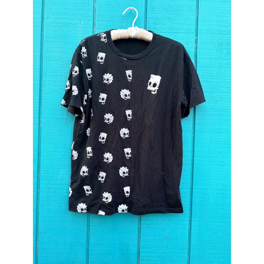 Mens Simpsons Style Skull Split Graphic T-Shirt Black White‎ Streetwear Tee